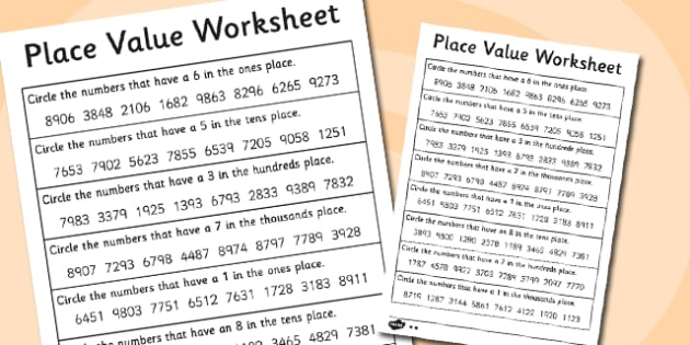 Place Value Worksheet 4 Digits