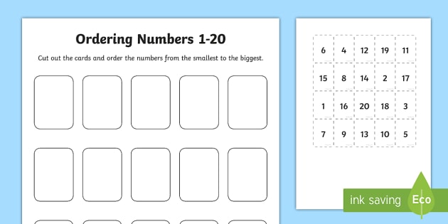Ordering Numbers Cut And Stick Worksheet   Worksheet