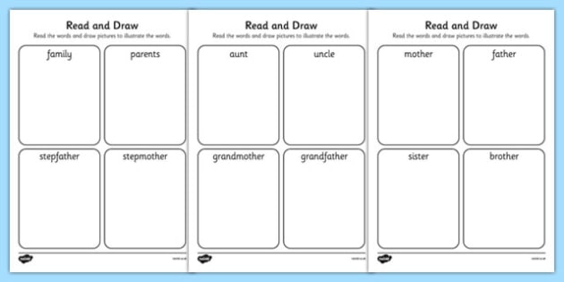 My Family Read And Draw Worksheet