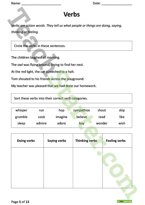 Grammar Worksheet Pack