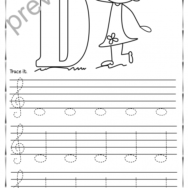 Tracing Music Notes Worksheets For Kids {treble Clef}   Anastasiya