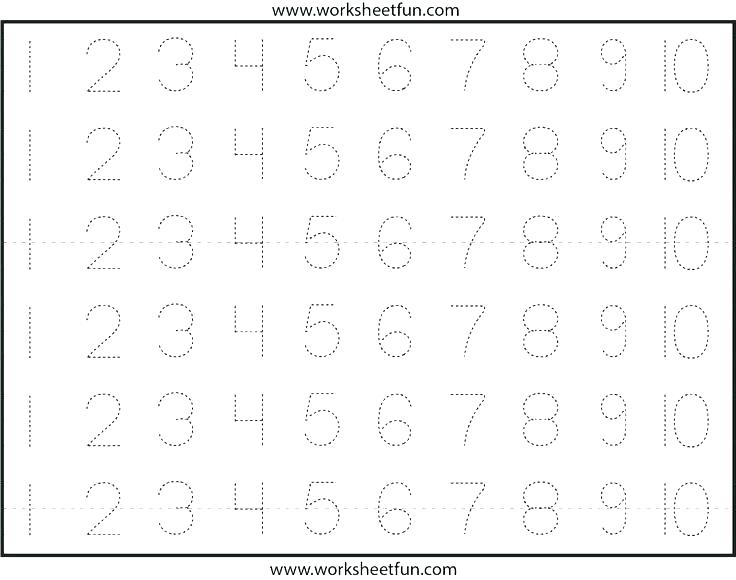 Tracing Numbers 1 20 Worksheets Kindergarten Writing 10 Number Pdf