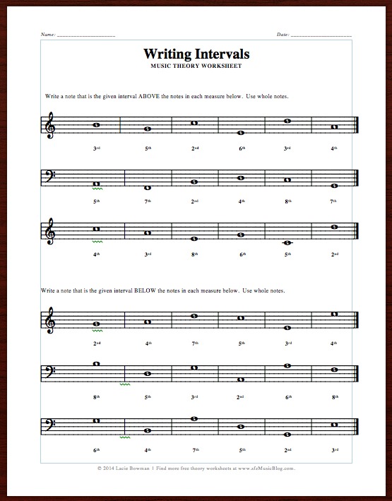 Writing Intervals  Free Worksheet â Lacie Bowman Music