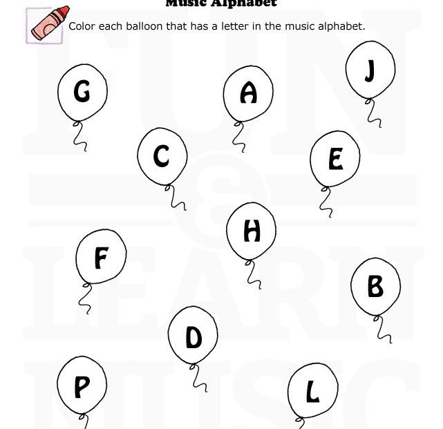 Fun Music Worksheet For Learning The Music Alphabet  Let's Color