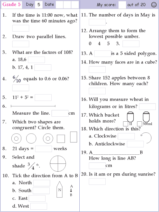 Mental Math Grade 5 Day 5