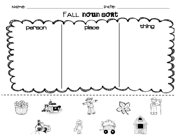 Kindergarten Noun Worksheets