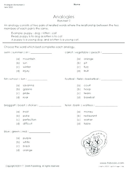 4th Grade Analogies Worksheets Analogy Design For High School Free