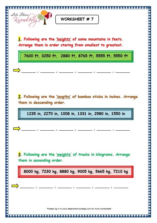 Grade 3 Maths Worksheets  4 Digit Numbers (1 8 Arranging 4 Digit