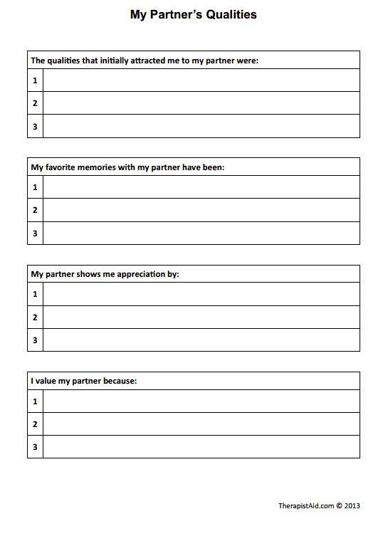 My Partner's Qualities (worksheet