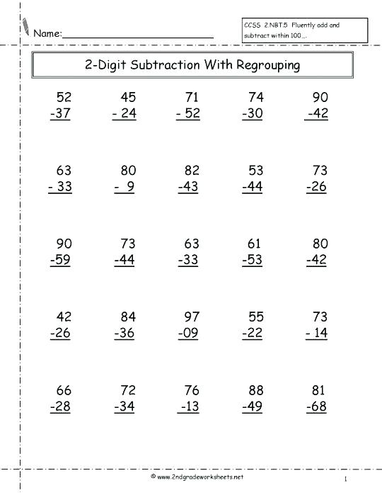Addition And Subtraction Without Regrouping Worksheets Two Digit