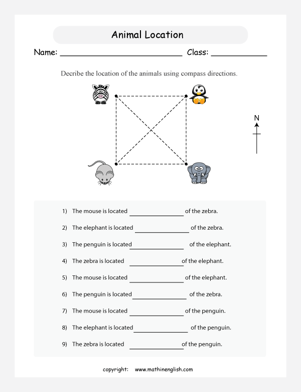 Describe The Location Of The Animals Using Compass Directions 8
