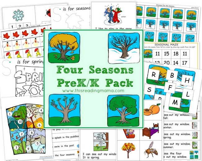 Free Worksheets  Four Seasons Prek K Printable Pack