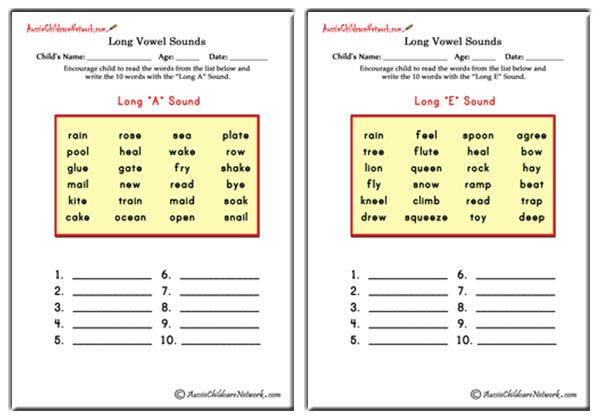 Writing Words With Long Vowel Sounds