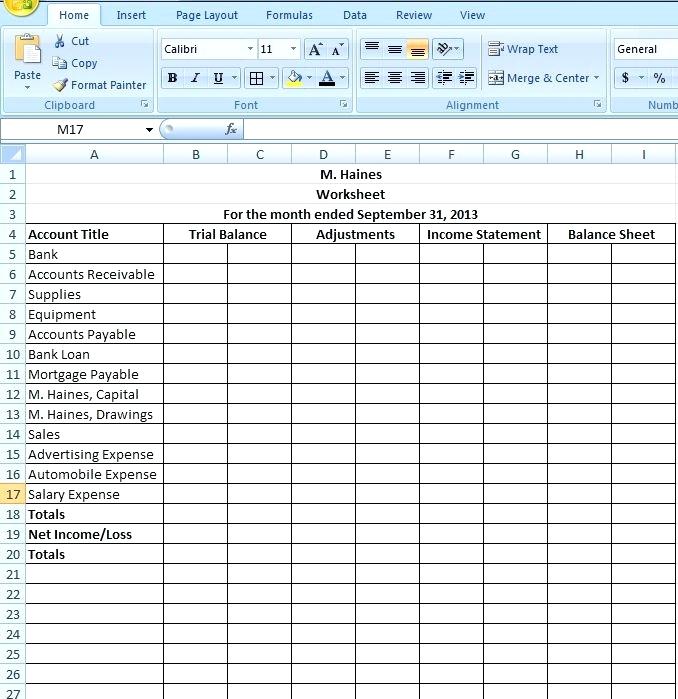 Column Accounting Worksheet Template 3 Elemental 10 Pdf In Example