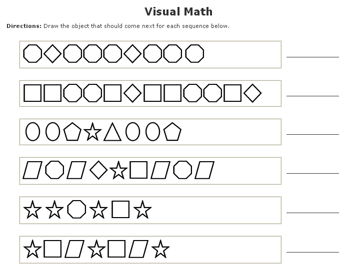 Math Sheets Prek Patterns