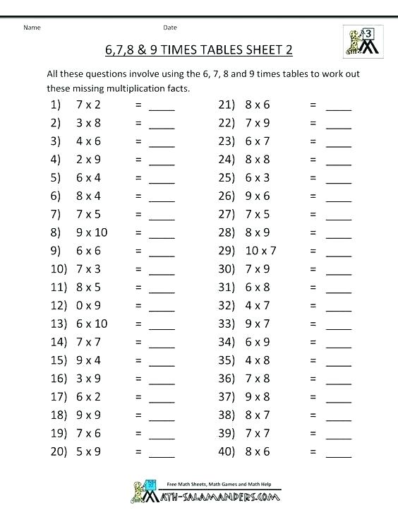 Eight Times Tables Worksheet 8 Table Math Worksheets For 3 Year