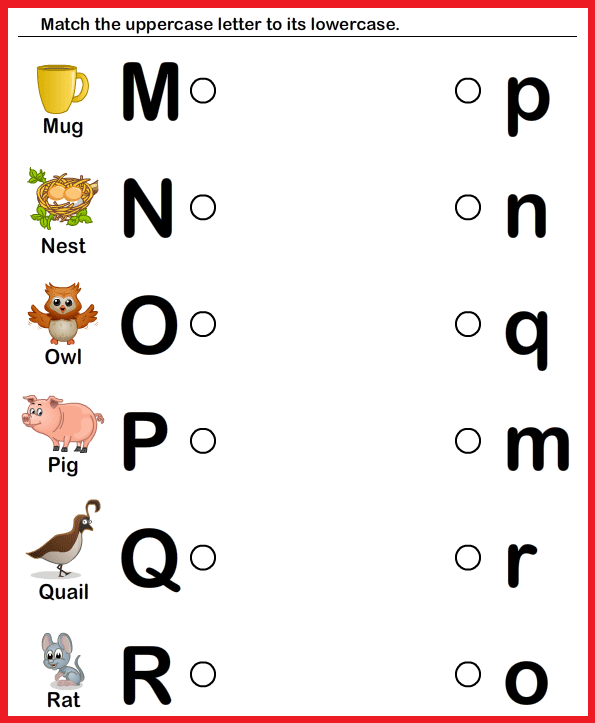 Kindergarten Worksheets  Match Upper Case And Lower Case Letters 8