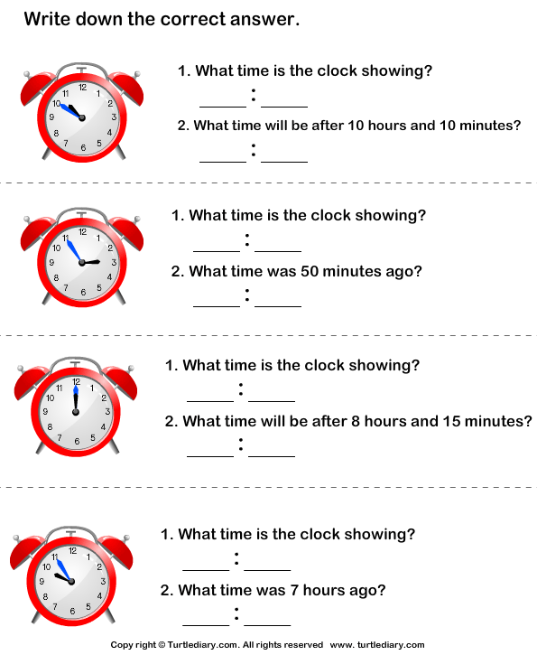 Find Time Given The Elapsed Time Worksheet