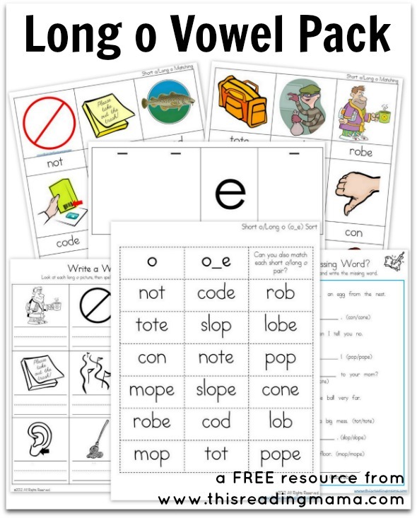 Long O Vowel Pack {free Printable}
