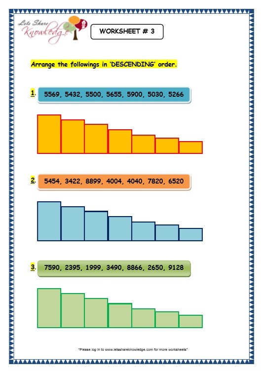Grade 3 Maths Worksheets  4 Digit Numbers (1 8 Arranging 4 Digit