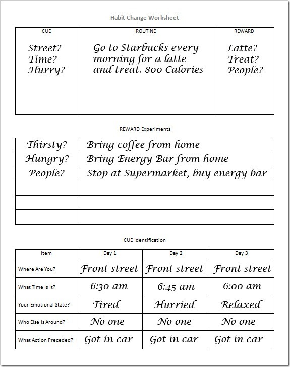 Habit Change Worksheet