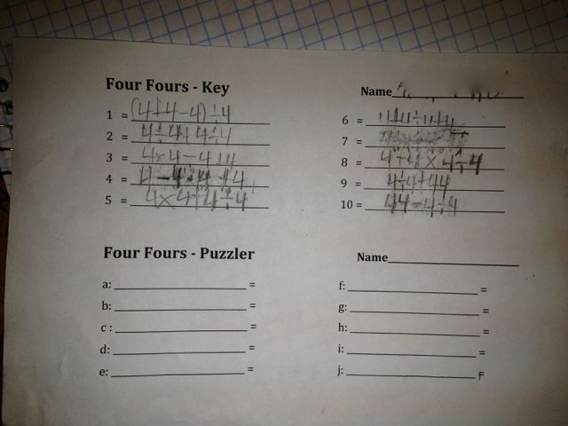 Four Fours Problem Puzzler Game