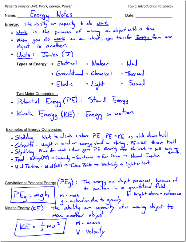 Kinetic Energy And Potential Energy Worksheet Excel Worksheet