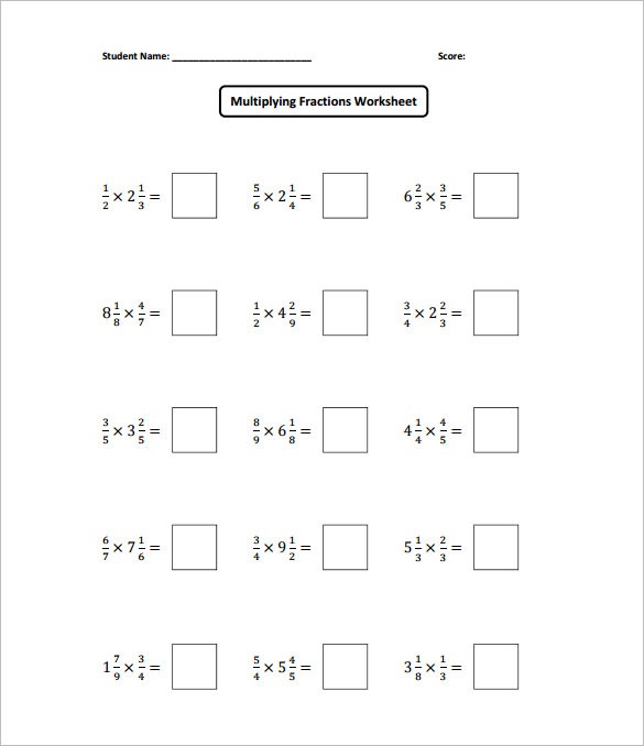 10+ Multiplying Fractions Worksheet Templates