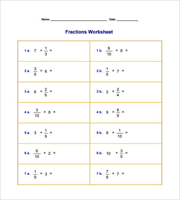 10+ Multiplying Fractions Worksheet Templates