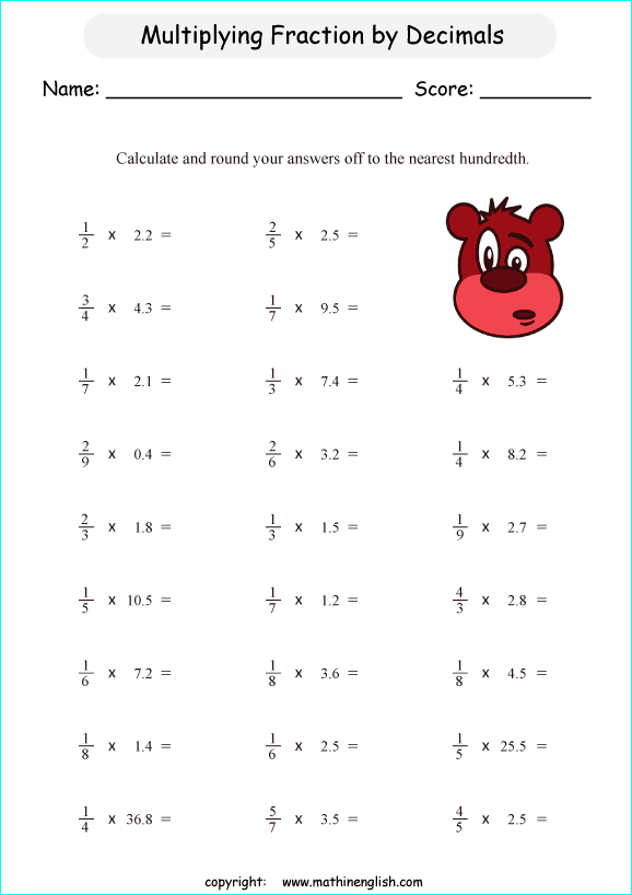 Multiply Fractions By Decimal Numbers, Round Off Your Answer To