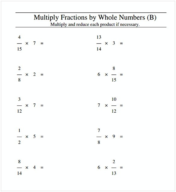 Multiplying Fractions Worksheets Pdf