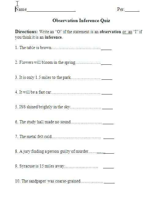 Visual Clues Inference Worksheets Middle School Drawing