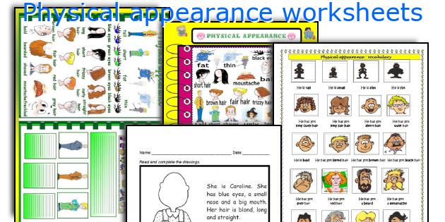 Physical Appearance Worksheets