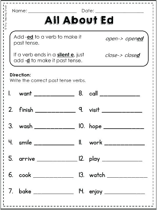 Simple Past Tense Worksheets For Grade 2