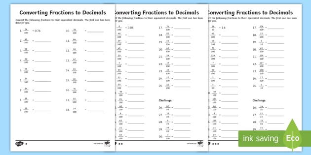 Converting Fractions To Decimals Differentiated Worksheet   Worksheets