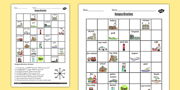 Compass Directions Worksheet