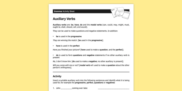 Ks3 English Curriculum Auxiliary Verbs Worksheet   Worksheet
