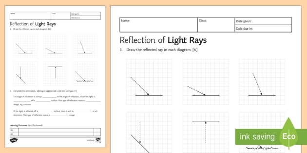 Ks3 Reflection Homework Worksheet   Worksheet