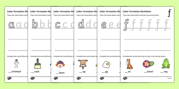 Letter Formation Worksheets (a