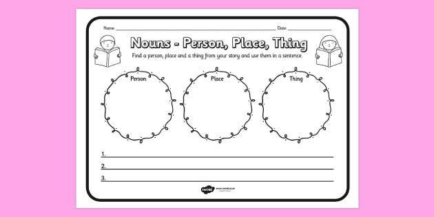 Nouns Person Place Thing Comprehension Worksheet