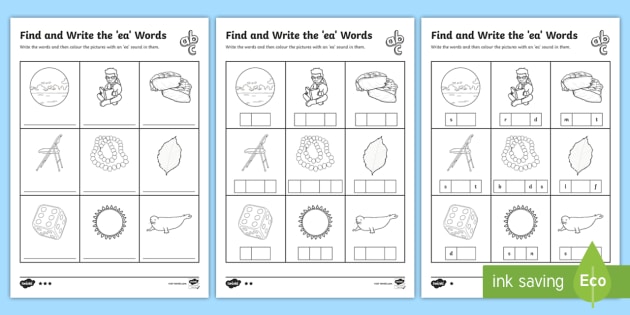 Find And Write The Ea Words Differentiated Worksheets
