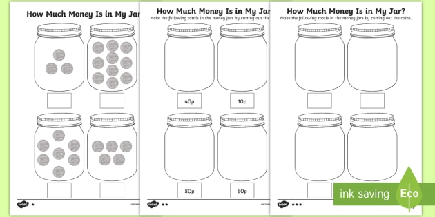 How Much Money Is In My Jar  Counting In 10s Worksheets