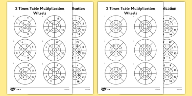2 Times Table Wheels Worksheet   Worksheet Pack