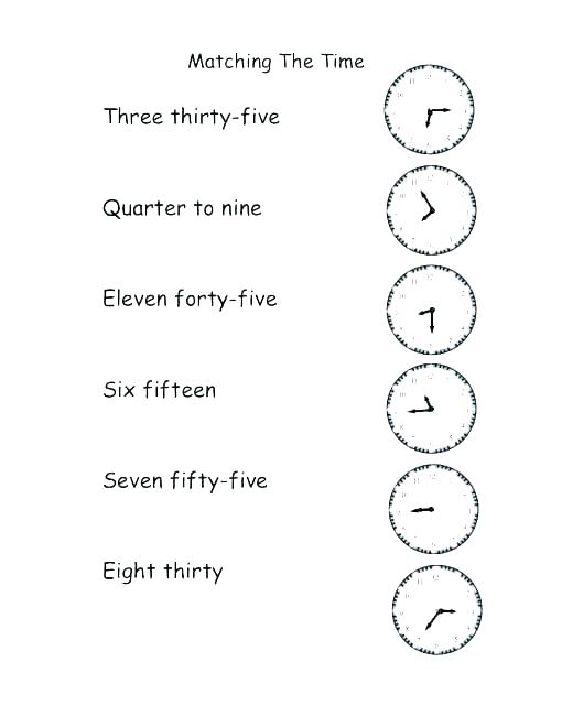 Telling Time Printable Worksheets Free Matching Worksheets Telling