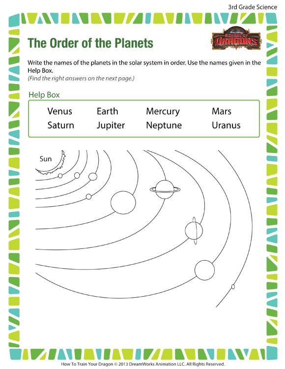 The Order Of The Planets View â Science Worksheet 3rd Grade â Sod