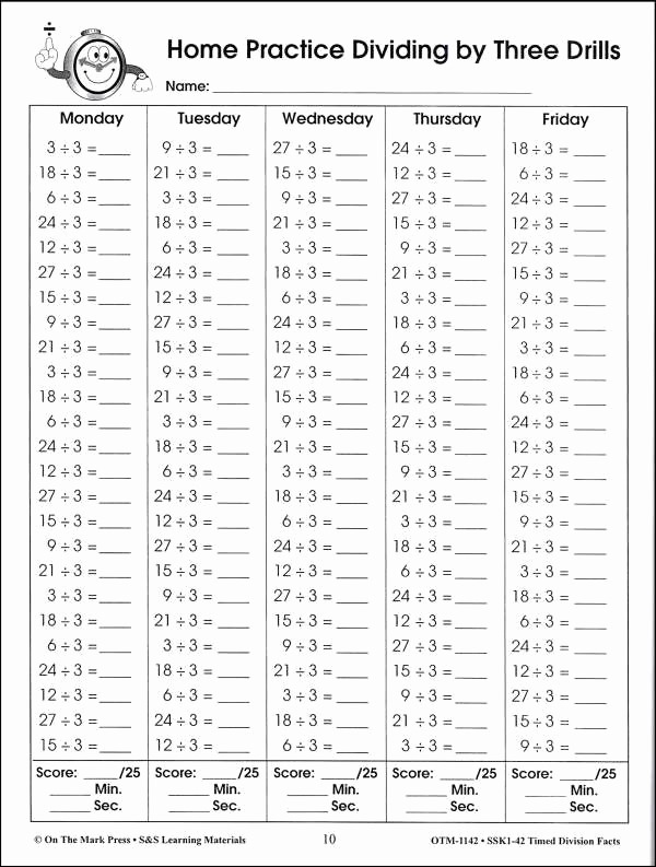 Timed Math Fact Sheets Or Basic Division Worksheets 100 Problems