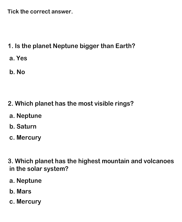 Solar System Worksheet 5
