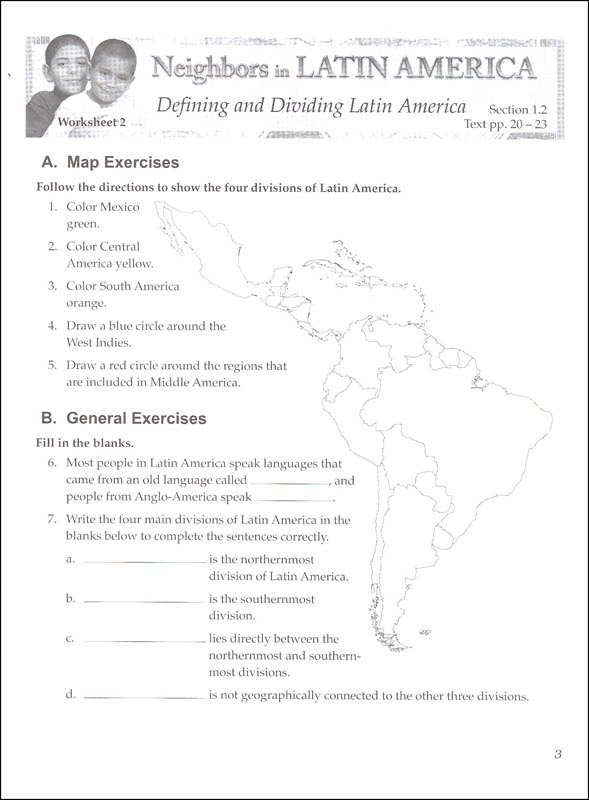 Social Studies 600 Neighbors In Latin America Worksheets 1 (072459
