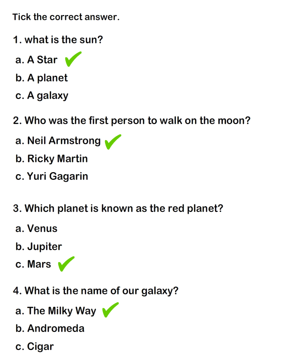 Solar System Worksheet 3