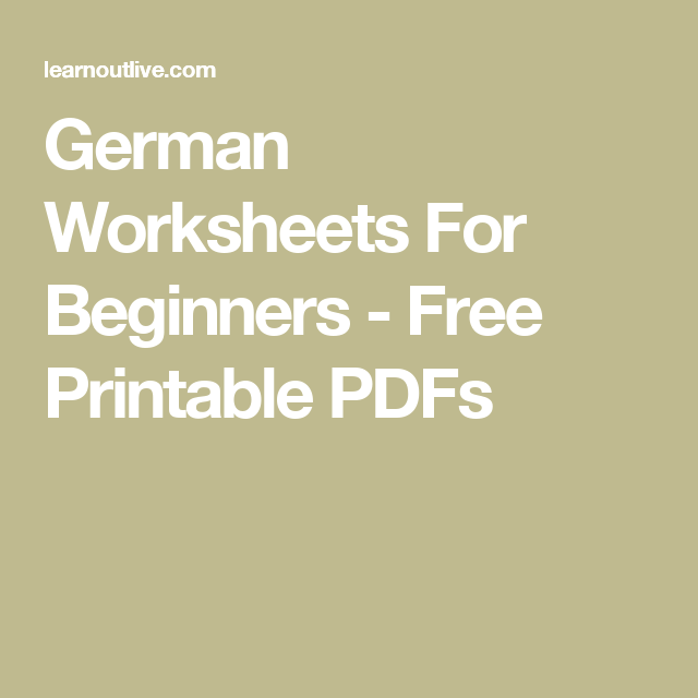 Free German Worksheets & Exercises For Beginners And Intermediate